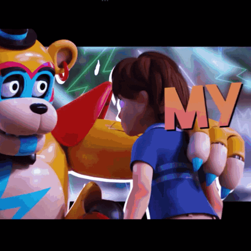 Glamrock Freddy Hugging A Boy GIF