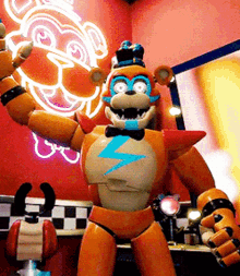 Glamrock Freddy Waving Hands GIF
