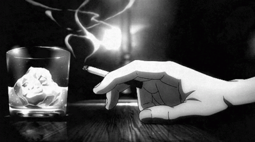 Glass And Cigarette Animated Smoke GIF