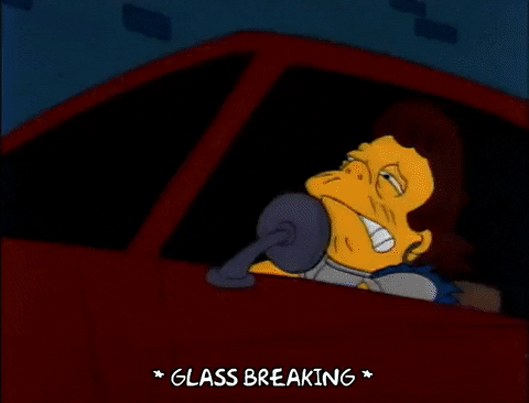 Glass Breaking Bart Simpson Shielding Face GIF