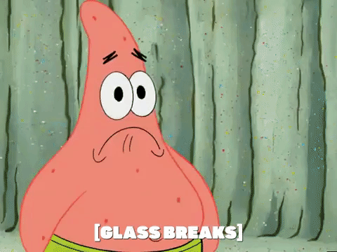 Glass Breaking Patrick Star's Shattered Eyes GIF