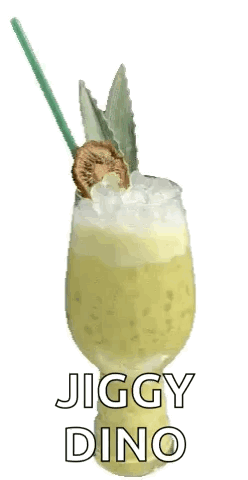 Glass of Jiggy Dino With Straw