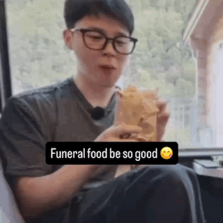 Glasses Man Eating Sandwich Funeral Food So Good GIF
