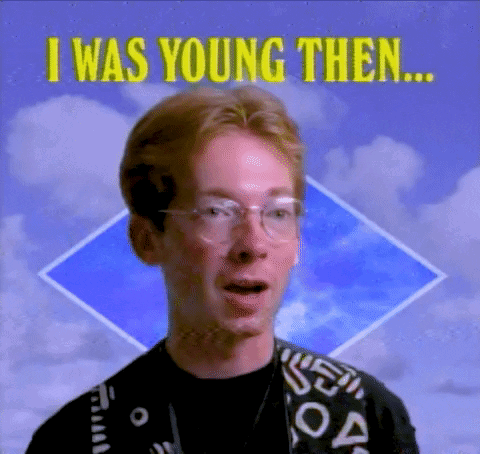 Glasses Man Says I Was Young Then in Yellow
