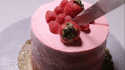 Glazing Strawberry Cake Slice GIF
