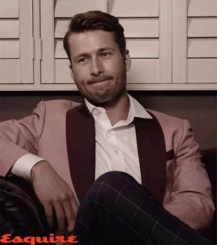 Glen Powell Chic Style Shaking Head GIF