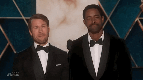Glen Powell Chiwetel Ejiofor Golden Blobes GIF