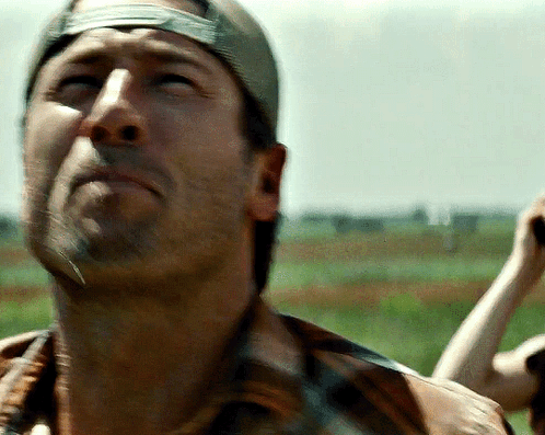 Glen Powell Looking Up Thrilled GIF