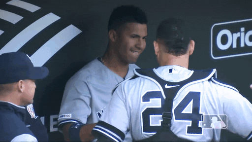 Gleyber Teammates Hug After Game GIF