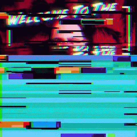 Glitch Screen Man's Face Welcome to the Party