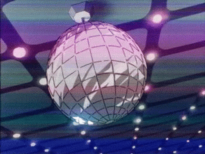 Glitching Spinning Disco Ball GIF