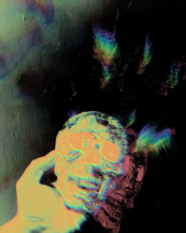 Glitchy Rainbow Skull Fine Art GIF