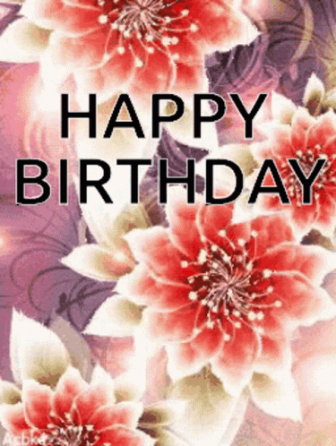 Glitter Flower Happy Birthday GIF