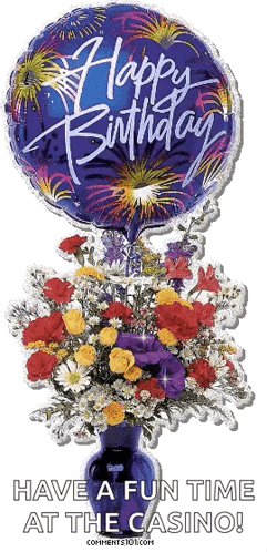 Glitter Happy Birthday Bouquet And Balloons GIF