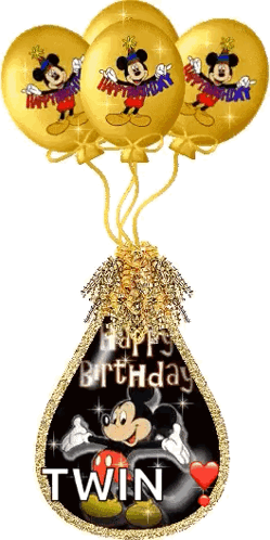Glitter Happy Birthday Micky Mouse Balloons GIF