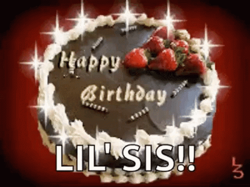 Glitter Happy Birthday Sister Chocolate Cake GIF