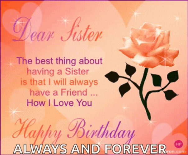 Glitter Happy Birthday Sister Always And Forever GIF