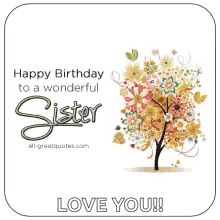 Glitter Happy Birthday Sister Glowing Tree GIF