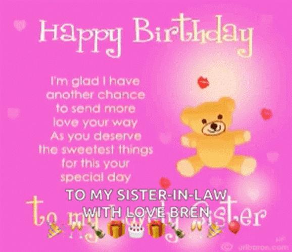 Glitter Happy Birthday Sister In-Law GIF