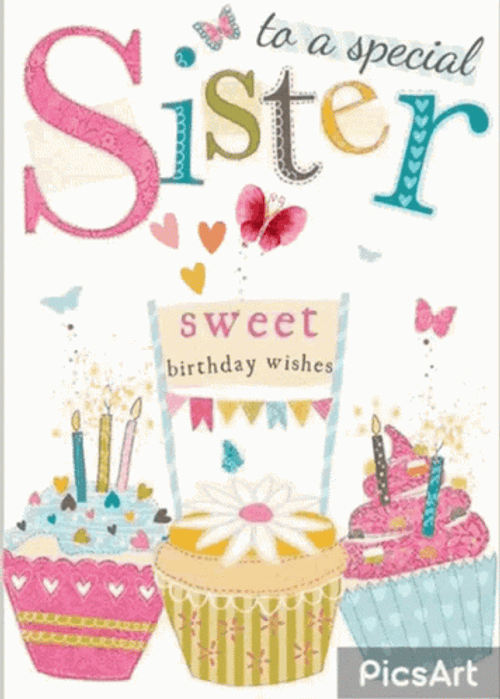 Glitter Happy Birthday Sister To A Special Sister GIF