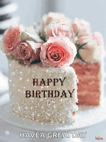 Glitter Pink Cake Happy Birthday GIF