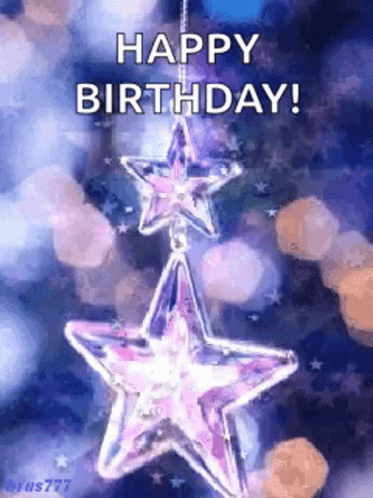 Glitter Star Lantern Happy Birthday GIF