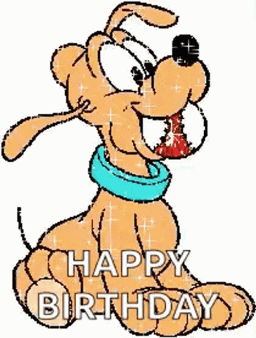 Glittered Disney Pluto Ball Happy Birthday GIF