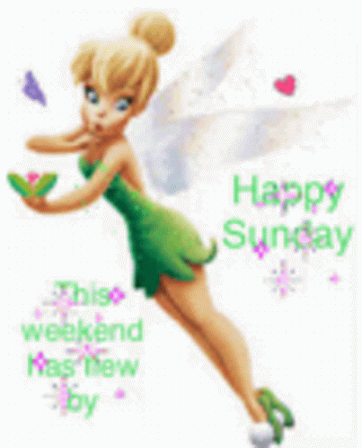 Glittery Tinker Bell Happy Sunday GIF