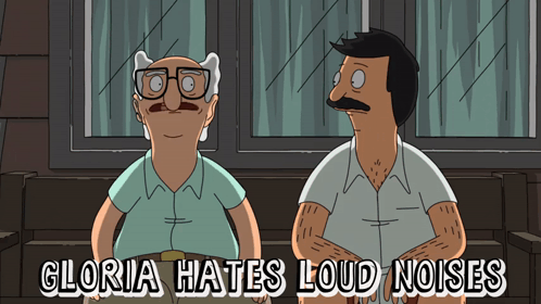 Gloria Hates Loud Noises Written On A Cartoon Character GIF