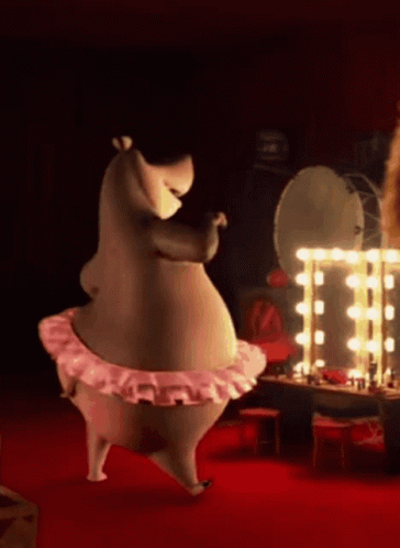 Gloria The Hippo Dancing In Front Of Mirror GIF