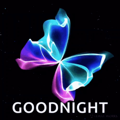 Glowing Butterfly Saying Goodnight GIF