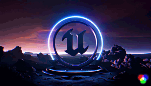 Glowing Circle With Letter U GIF