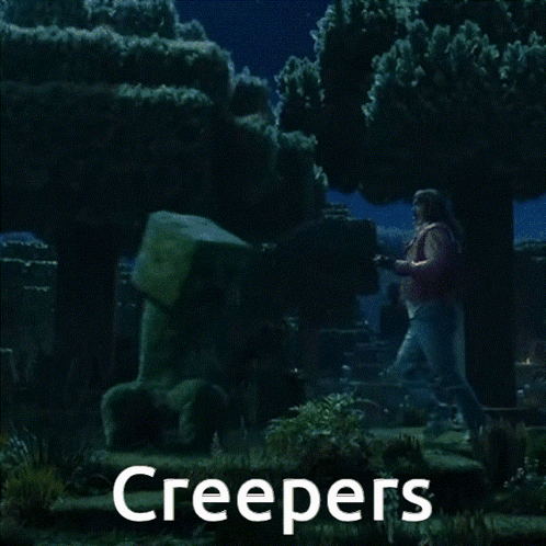 Glowing Creeper With Creepers Above GIF