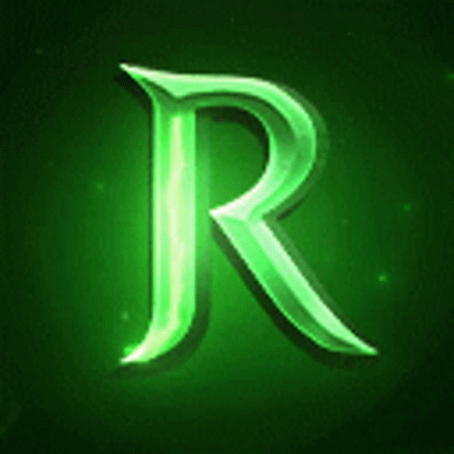 Glowing Green Letter R GIF
