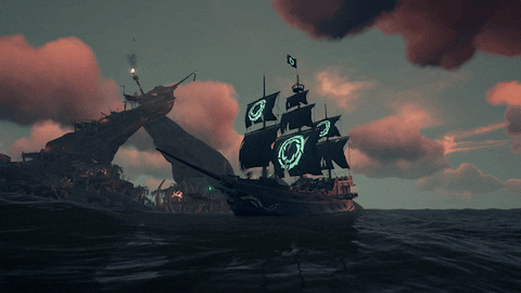 Glowing Jolly Roger At Night GIF