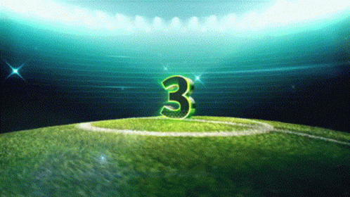 Glowing Number 3 in Baseball Field