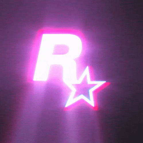 Glowing Purple R Rockstar Logo GIF