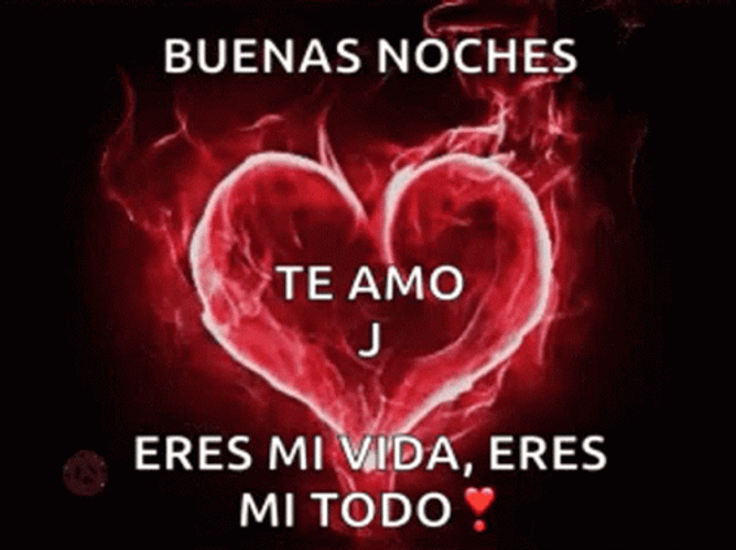 Glowing Red Heart Buenas Noches Amor GIF