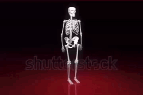 Glowing Skeleton Standing on Red Surface