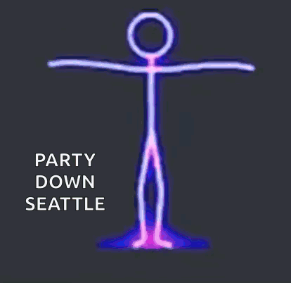 Glowing Stick Figure Saying Party Down Seattle