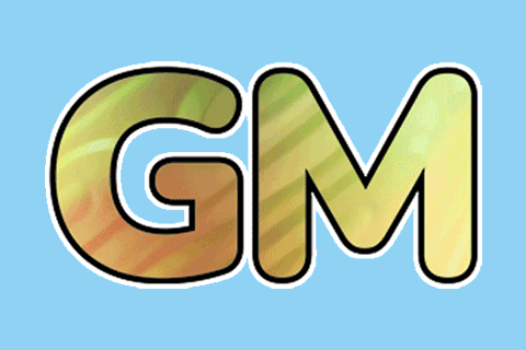 GM Text On Blue Background GIF