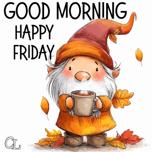 Gnome Holding Coffee Good Morning Happy Friday GIF