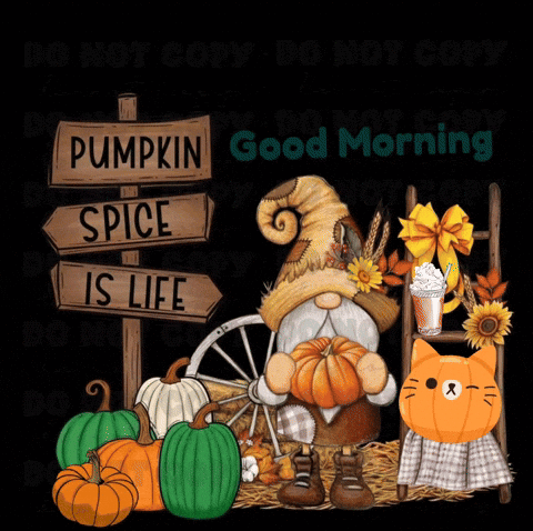 Gnome Holding Pumpkin in Front of Pumpkin Spice Is Life Signs