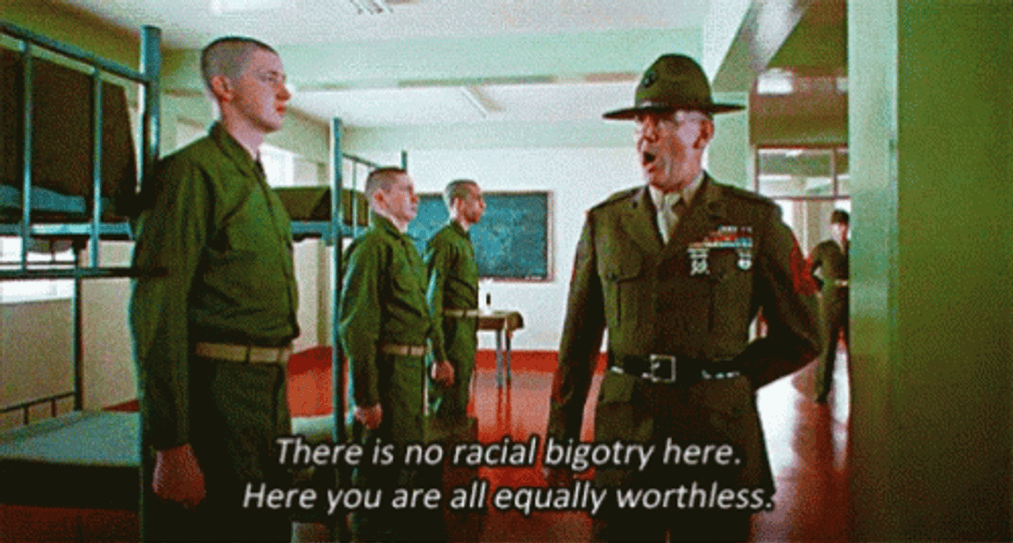Gny Sgt Hartman Checking Trainees Full Metal Jacket GIF