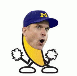 Go Blue Michigan Jim Harbaugh Cheering Banana GIF