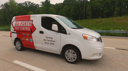 Go-Forth Pest Control Van Driving Down Highway