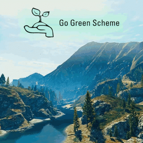 Go Green Scheme Advertisement River Mountains Trees