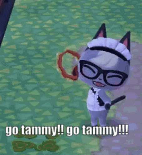 Go Tammy Cartoon Purple Cat Cheering GIF