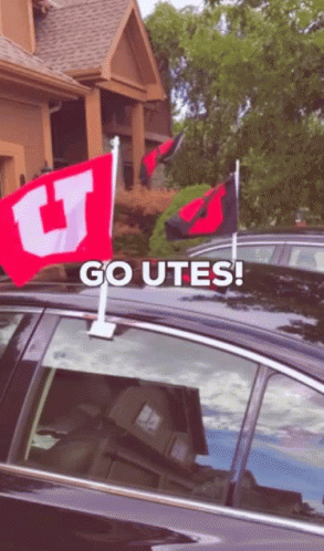 Go Utes Car Banners Waving GIF