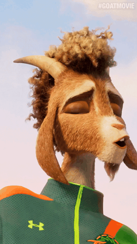 Goat in Green Under Armour Jacket Saying Goat